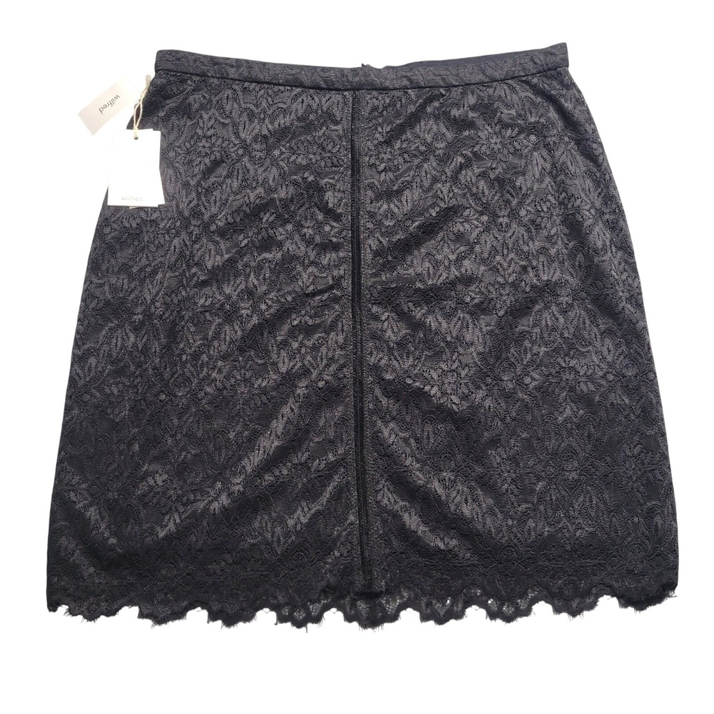 Wilfred Aritzia Black Lace Mini Skirt Feminine Scalloped Eyelash Hem Size 10 NWT